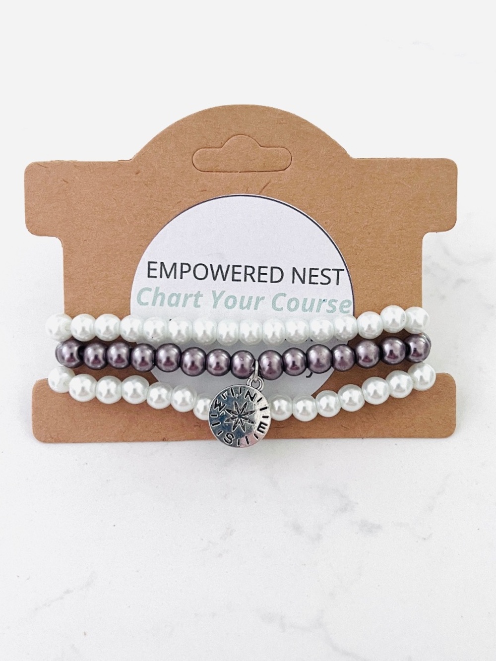 Chart Your Course Bracelet Set | Beaded Compass Charm | Self Trust & Direction
